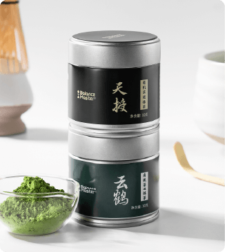 Stacked matcha tins