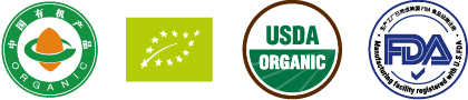 China Organic, EU Organic, USDA Organic, and FDA certification marks